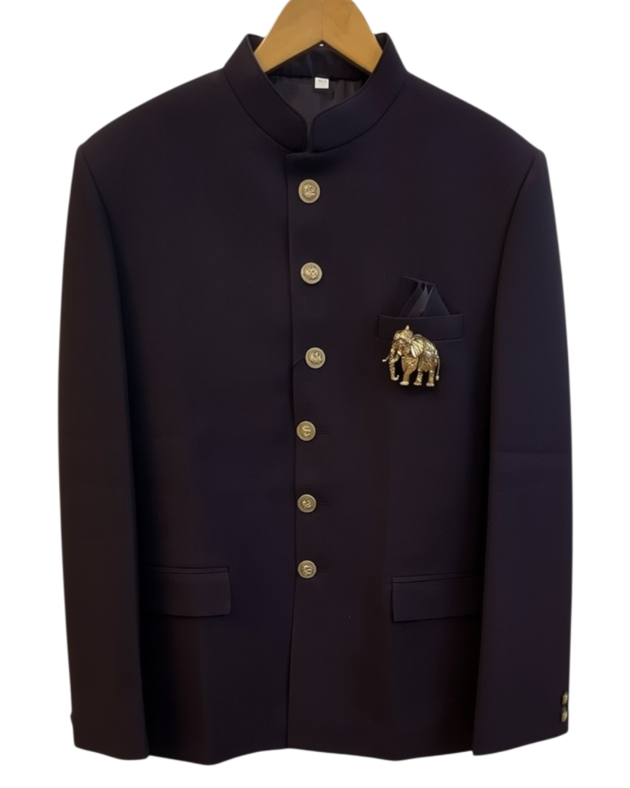Size 38" Chest - Black - PREMIUM Slim Fit Mens Jute BandhGala / Prince / Chinese Collar Jacket - Fantastic Fit - CS2603 TH