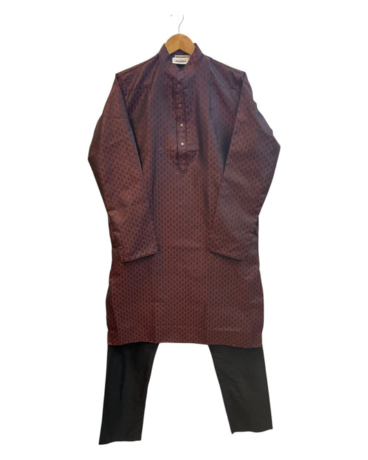 Dark Maroon - Brocade Mens Indian Kurta set - UK Stock - Weddings / Walimas , Sangeet, Diwali, Eid, Mehndi / Henna - NAD25717 KA