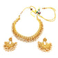 Pearl / Gold - Medium Size Gold Finish Necklace Set with Earrings - Bollywood - AE2515 08C25