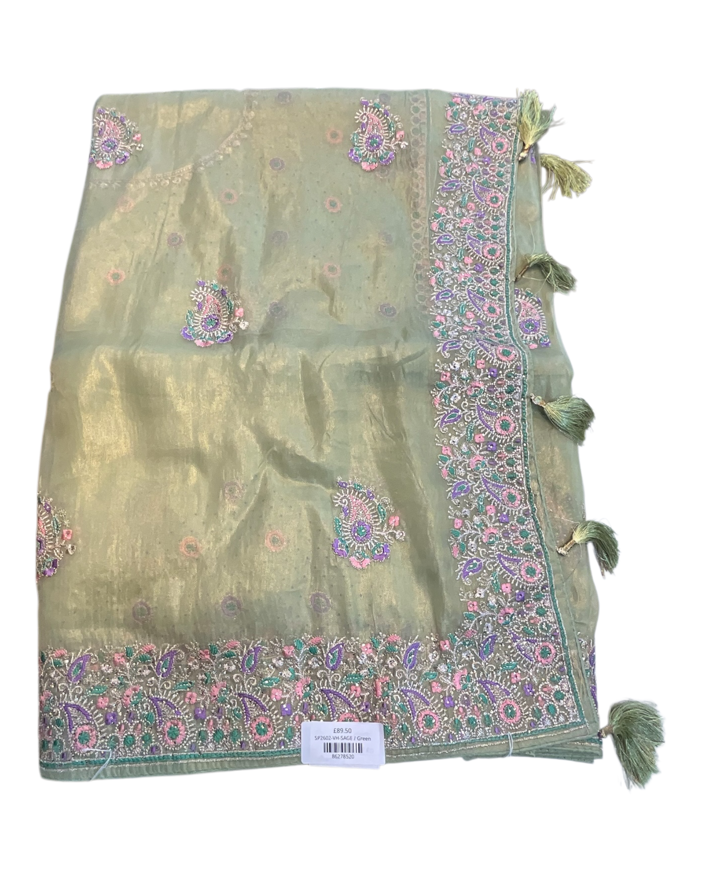 Sage Green - Fancy Party Saree with Blouse Piece - UK stock - 24hr Dispatch - SP2602 VH