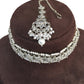 Clear  - Large Size Silver Finish Necklace Set with Earrings - RAK95  KV 0424