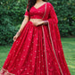 Red - Silky Lehenga Set - Mehndi / Sangeet / Bridesmaids / Weddings / Garba  - Size UK 12 (38" Bust) Adjustable to Size 14 - UK Stock - 24h Dispatch - AF2602 02TY26