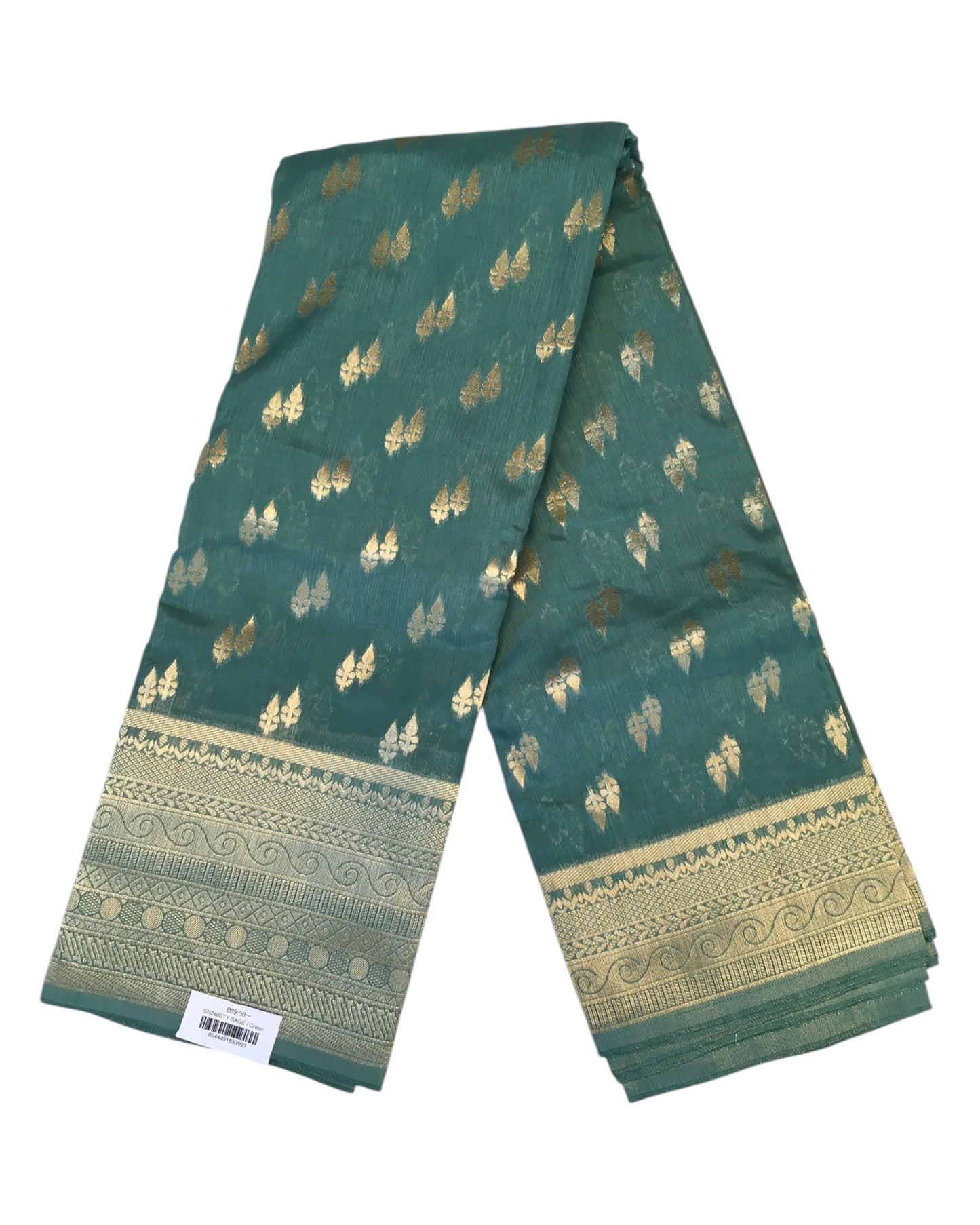 Sage Green - Traditional Handloom Banarasi Sari / Saree - with Blouse Piece - SN2402 11TY24
