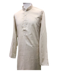 Leather Cotton Mens Indian Kurta set in Beige - for Sangeet, Mehndi, Eid Celebration (with smart trousers) - FILO 0822 KP