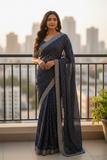 Sale! Navy Blue - Fancy Saree with Blouse Piece - VC2311 KJR 0323