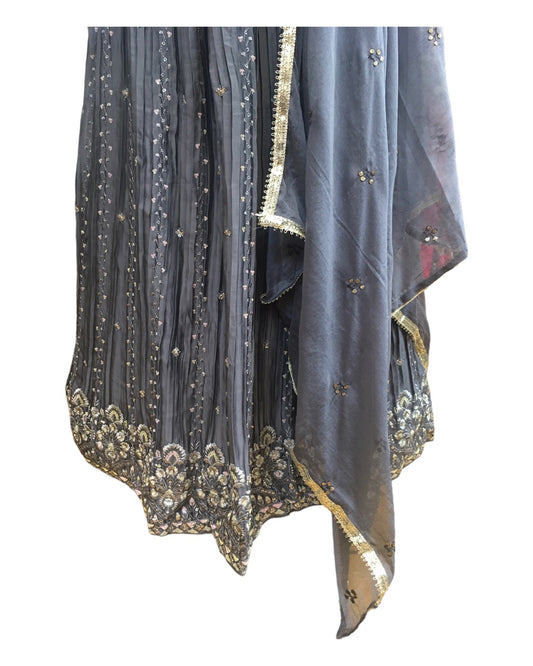 Beautiful Grey Lehenga Set - Size 12(38") - UK Stock - 24h Dispatch - KTC2446 TJ0124