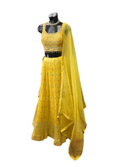 Stunning Yellow Lehenga Set with Crushed Skirt - Size 12 - UK Stock - 24h Dispatch - HD9104 CY 0124