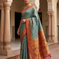 Turquoise - Traditional Handloom Saree with Blouse Piece - UK stock - 24hr Dispatch - SP2626 TV