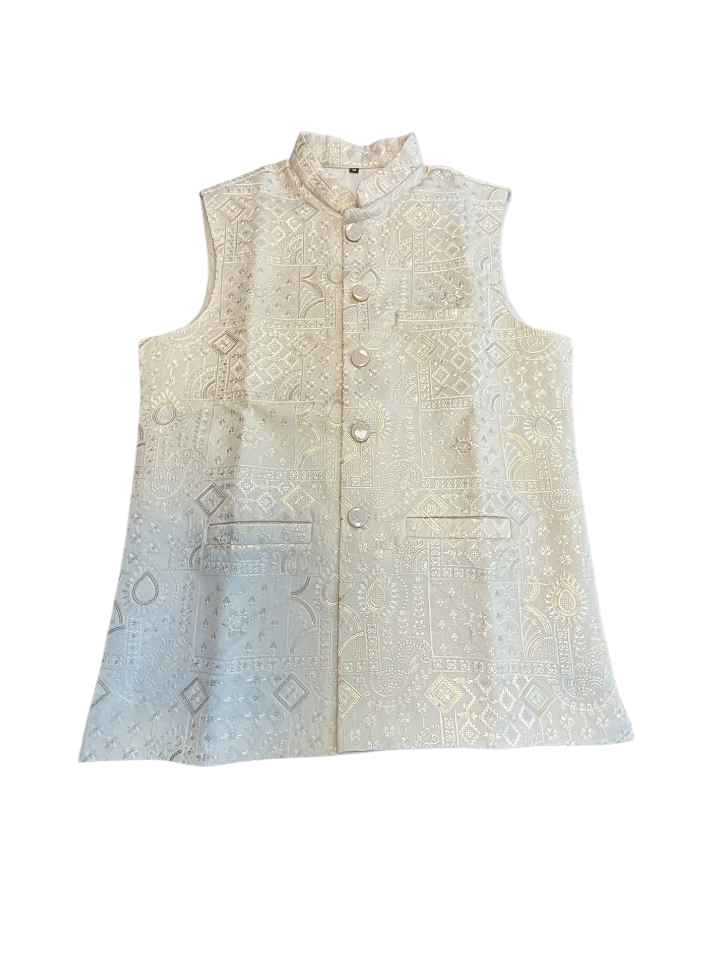 Cream - Rich All Over Embroidered - Mens Indian Waistcoat - UK Stock - 24 hr Dispatch - KCS4088 06VV26