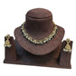 Black - Medium Size Antique Gold Finish Necklace Set with Earrings - RAK375 Pp