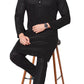Leather Cotton Mens Indian Kurta set in Black - for Sangeet, Mehndi, Eid Celebration (with smart trousers) - Farishta KP
