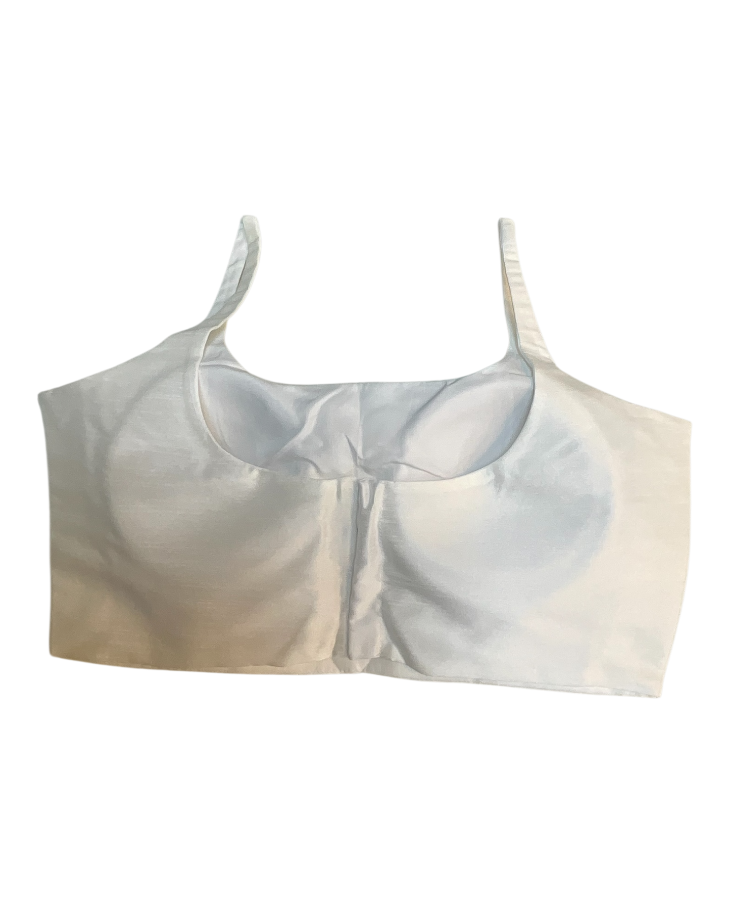 40" / UK 14 - White - Silky Designer Saree blouse with cups,  Sleeveless - UK Stock - Quick Delivery - RNK - R651-H