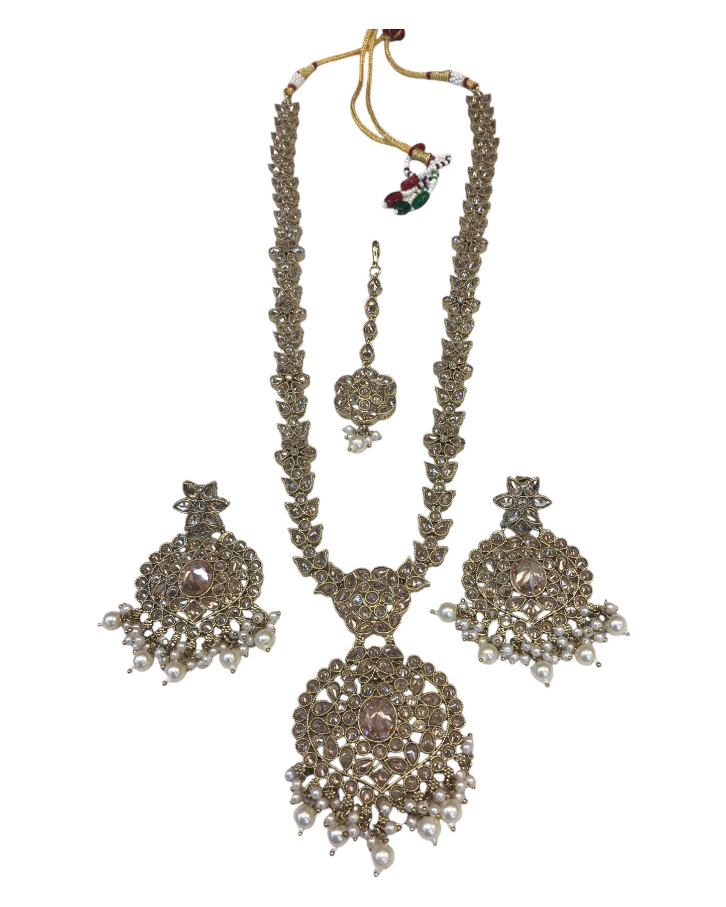 Antique Gold & Pearls - Antique Gold Finish Long Necklace set - Bollywood - Weddings - KAJ1047 11KA24