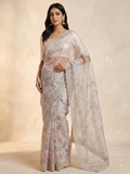 Silver / Grey - Fancy Embroidered Saree with Blouse Piece - UK stock - 24hr Dispatch - SP250621 VA