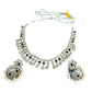 Black - Medium Size Silver Finish Necklace Set with Earrings - SJ06 08H25