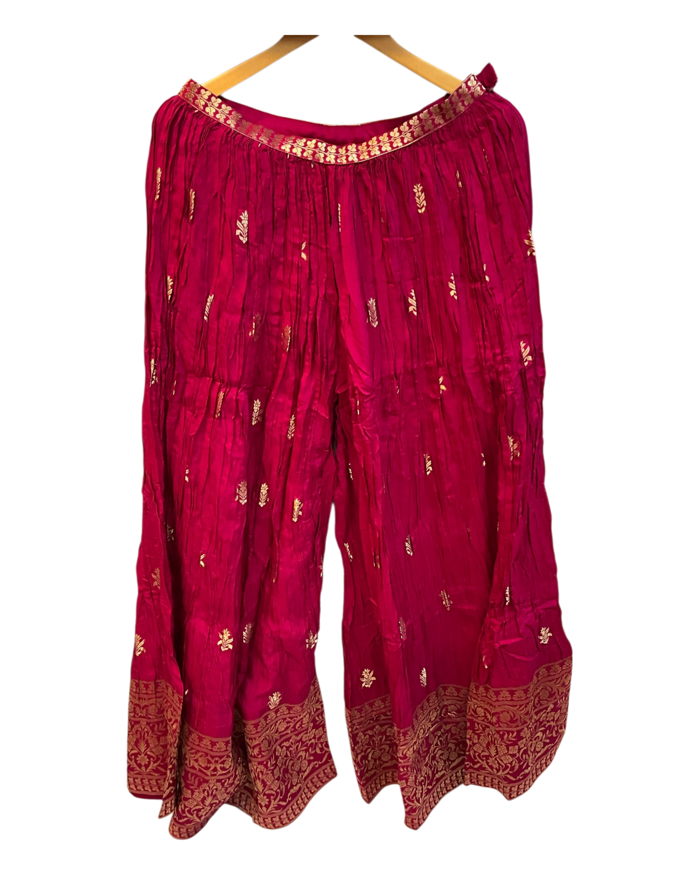 Magenta Fuchsia Pink - Designer Ladies Short Top Palazzo Trousers Suit - Size 10/12 (36"/38") - VMK PIHU AY