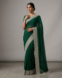 Bottle Green - Fancy Party Saree with Blouse Piece - UK stock - 24hr Dispatch - SP2604 KC