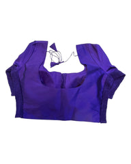 Dark Brinjal / Purple - HYBRID Silky Saree blouse - With Elastic on both side for Great fit - Size 36