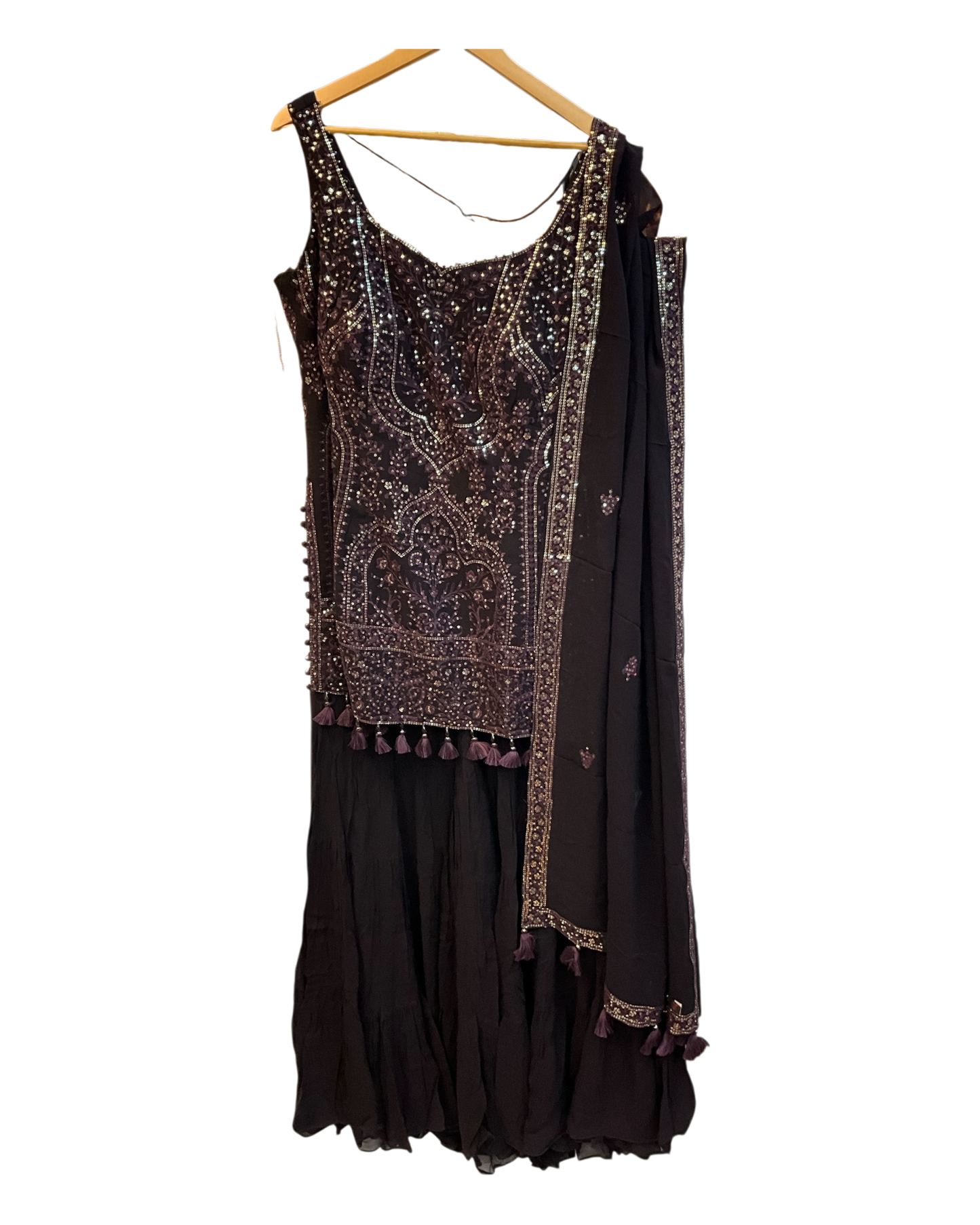 UK 18 / 44" - Dark Wine - Designer Ladies Indian Medium Top Palazzo Trousers Suit - UK Stock - 2/3 days delivery - VMK CHARMI RP