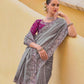 Purple - Chiffon Saree with Fancy Ready made Blouse - TAT6909  TR 0624