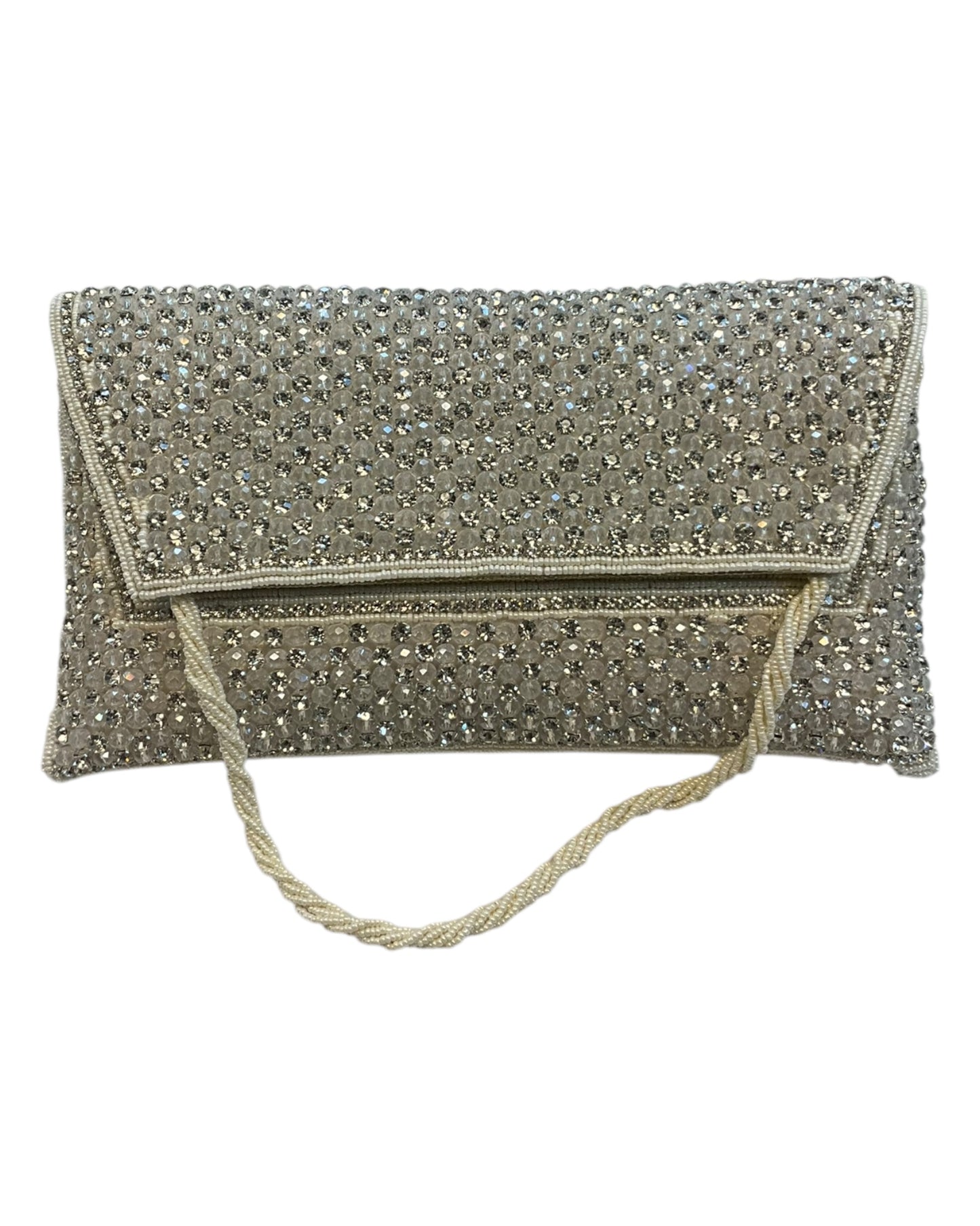 White - Rich Hand Embroidered Clutch Bag / Handbag - AKB235 05KP25