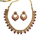 Magenta - Medium Size Gold Finish Necklace Set with Earrings - TOH2402  Cp 0424