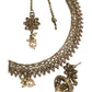 Gold / Neutral - Small - Antique Gold Finish Necklace Set with Earrings - DAJ298 C 0724
