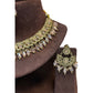 Pink - Medium Size Antique Gold Finish Necklace Set with Earrings - RZ31 KYp