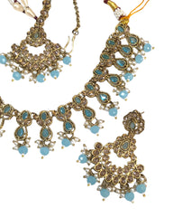 Sky Light Blue - Large Size Necklace Set with Earrings - PRI1753 H 0424