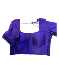 Dark Brinjal / Purple - HYBRID Silky Saree blouse - With Elastic on both side for Great fit - Size 36