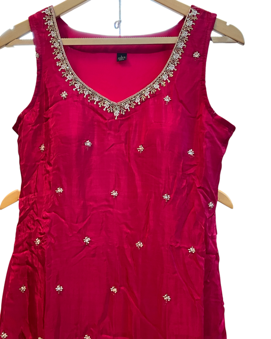 UK 12 / 38" - Fuchsia Pink - Ladies Sharara / Palazzo Trousers Suit - UK Stock - Sangeet / Henna / Weddings - OC76148 TA
