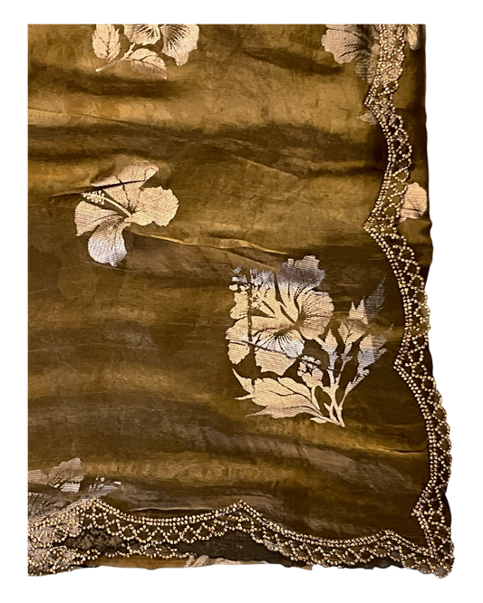 Gold - Floral Printed Blouse Piece - UK stock - 24hr Dispatch - RS2504 VP