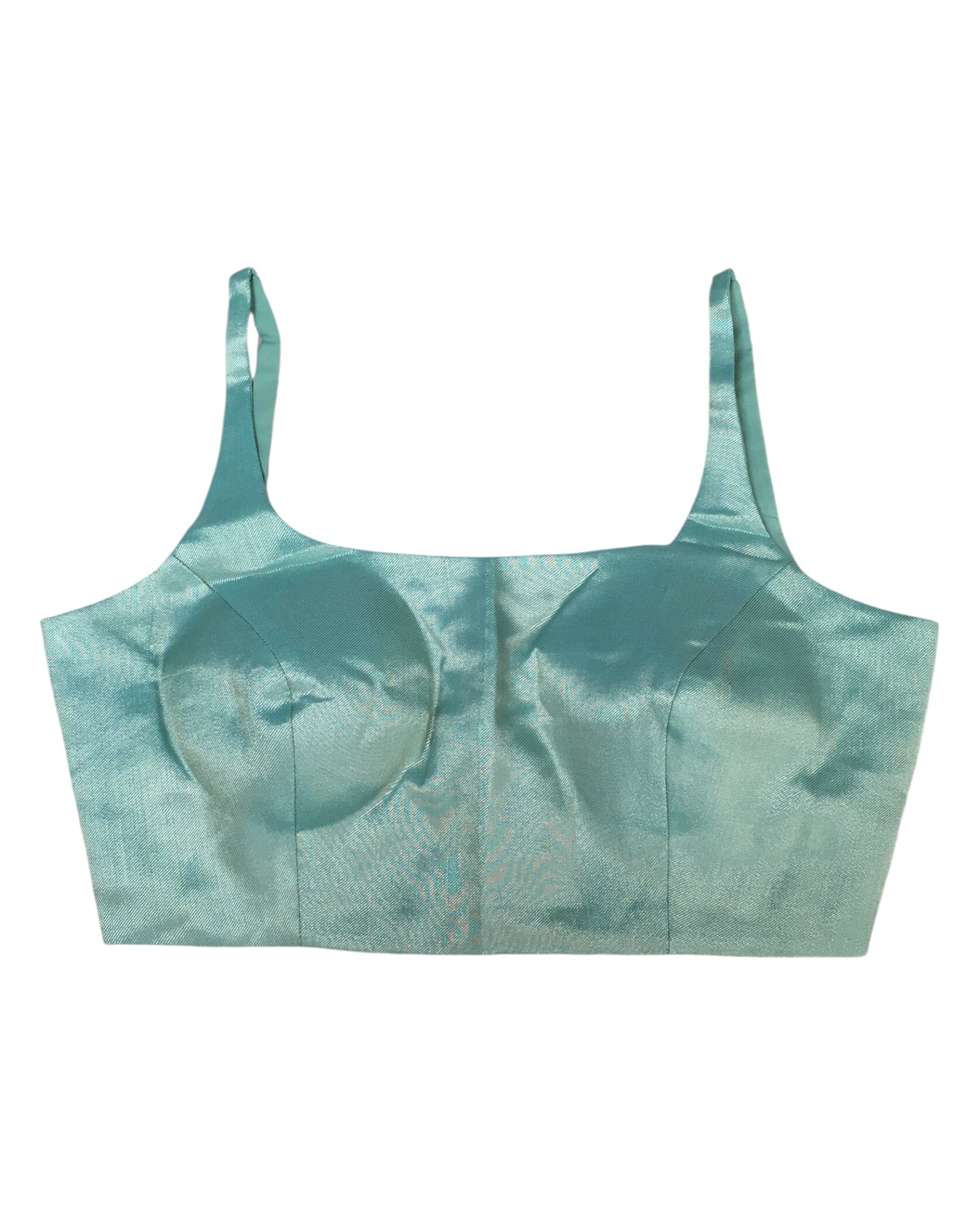 Sea Green - Rich Banarasi Thin Strap Designer Saree blouse with cups, 38" - UK Stock - Quick Delivery - RNK - R651- H