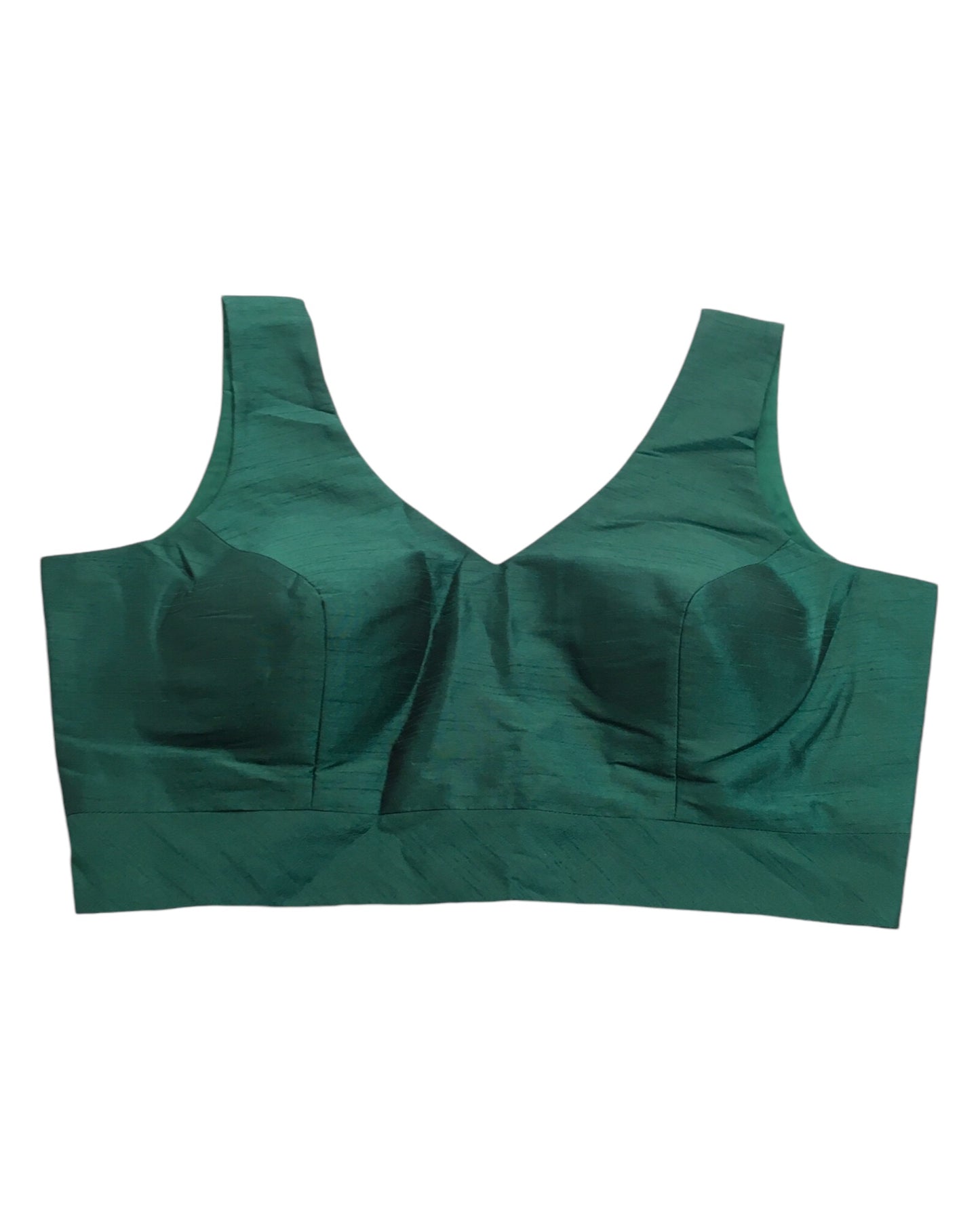 Bottle Green - Silky Saree blouse with cups,  Sleeveless - 42" - UK Stock - Quick Delivery - RNK - R722A-KY
