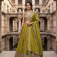 Size UK 14 (40" Bust) Adjustable to Size 16 - Olive Green - Banarasi Silky Lehenga Set - Mehndi / Sangeet / Bridesmaids / Weddings / Garba  - UK Stock - 24h Dispatch - JF7973 05JP26