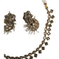 Purple - Small - Antique Gold Finish Necklace Set with Earrings - AE2405 C 0724