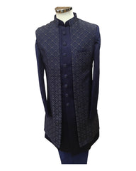 Stunning Double Layered Navy Blue Sherwani -  SHU2312 JY 0923