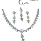 Mint Green - Small Size Silver Finish Necklace Set with Earrings & Head Piece /Tika- SLV78  11Ap24