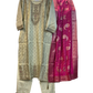 UK 16 / 42" - Cream - Silky Ladies Trousers Suit - Sangeet / Henna / Temple - OC45124 TT