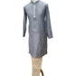 Light Grey - Cotton Silky Self Brocade Mens Kurta Set - Sangeet Mehendi Haldi - KCS1003 KK 1123