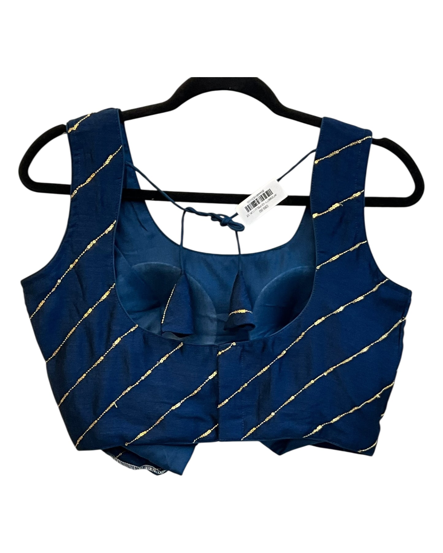 Petrol Navy Blue -  Dupion Silk Lehenga Set - Garba / Dandia , Mehndi / Sangeet / Weddings  - Size UK 12 (38" Bust) Adjustable to Size 14 - UK Stock - 24h Dispatch - AF2506 09TY25