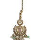Pink / Sea Green - Large - Antique Gold Finish Traditional Tika Head piece - Bollywood - Weddings - PRI1773  11V24