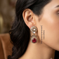 Fuchsia / Rani / Magenta - Small - Antique Gold Finish Traditional Earrings - Bollywood - Weddings - 15ER715 07J26