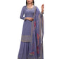 Lilac - Simple / Classy Ladies Indian Palazzo Trousers Suit with Printed Dupatta - Size 14 (40") - VF67831 TK1024