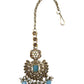 Sky Blue - Large - Antique Gold Finish Traditional Tika Head piece - Bollywood - Weddings - PRI1773  11V24