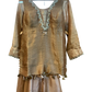 Size 12 (38") - Golden / Mustard Yellow - Designer Ladies Medium Top Palazzo Trousers Suit - VMK URSHITA RY