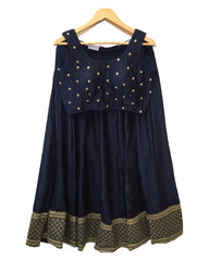 Navy Blue - Silky Lehenga Set - Weddings ,Bridesmaids, Sangeet,  Henna, Haldi - 24h Dispatch - AF2414 TT 0624