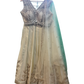 Size UK 12 (38" Bust) Adjustable to Size 14 - Light Gold - Silky Lehenga Set - Mehndi / Sangeet / Bridesmaids / Weddings / Garba  - UK Stock - 24h Dispatch - KM- Malakh 07JR26