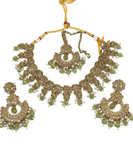 Henna Green - Large Size Necklace Set with Earrings - PRI1752 KK 0424