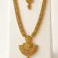 Gold Finish Temple - Medium Size Antique Gold Finish Long Necklace Set with Earrings - AE2510 KY 0525
